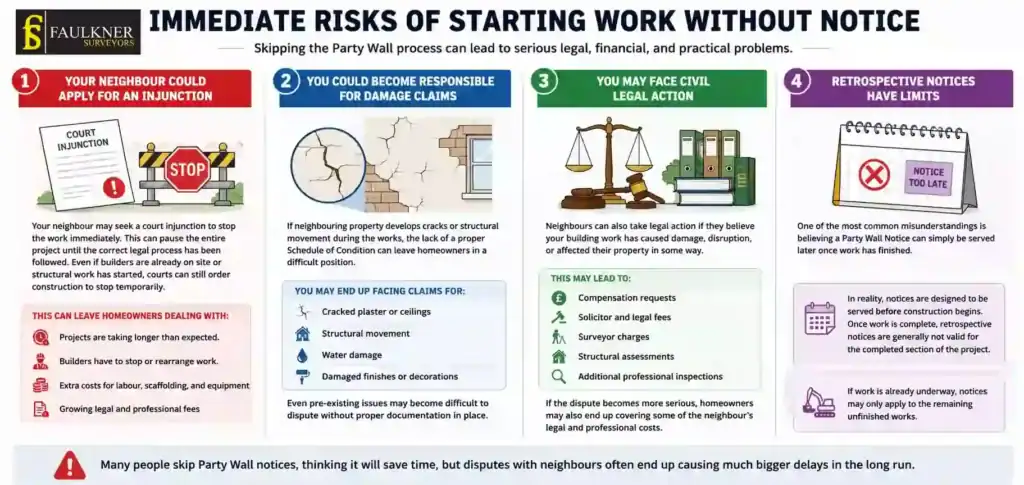 What Happens If You Start Work Without a Party Wall Notice? 1 Immediate Risks of Starting Work Without Party Wall Notice Walton-on-Thames