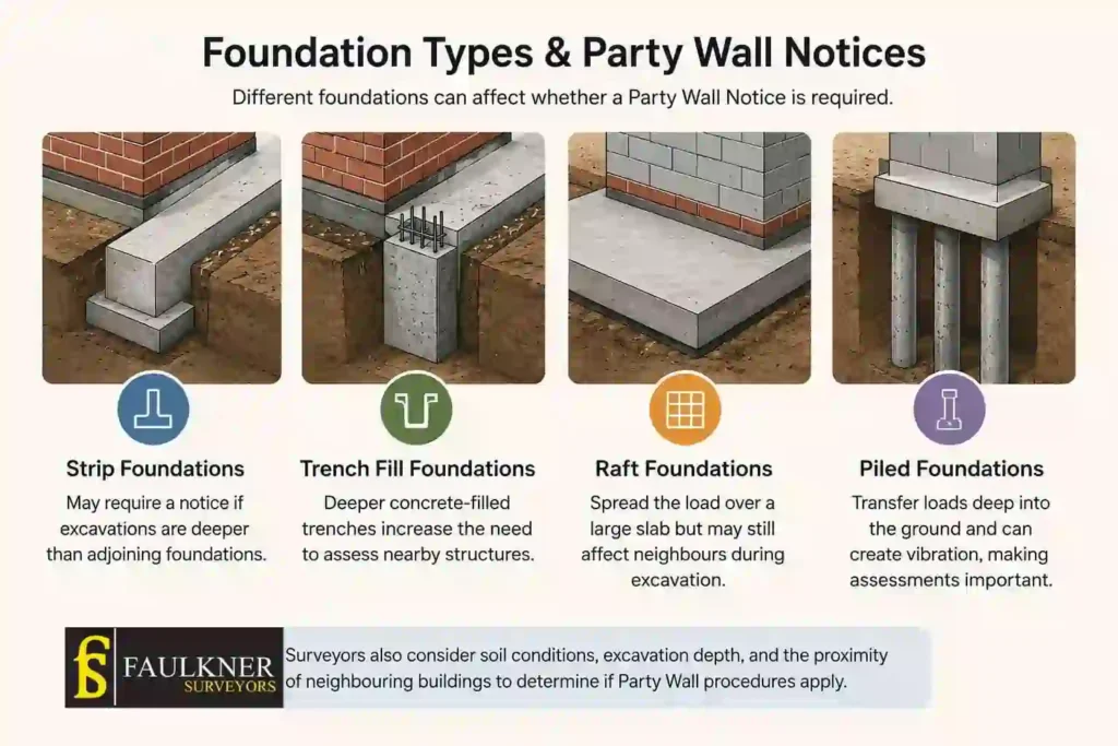 How Do Construction Methods Affect Party Wall Requirements? A Homeowner’s Guide 1 How Do Different Foundation Types Influence Party Wall Notices Walton-on-Thames?